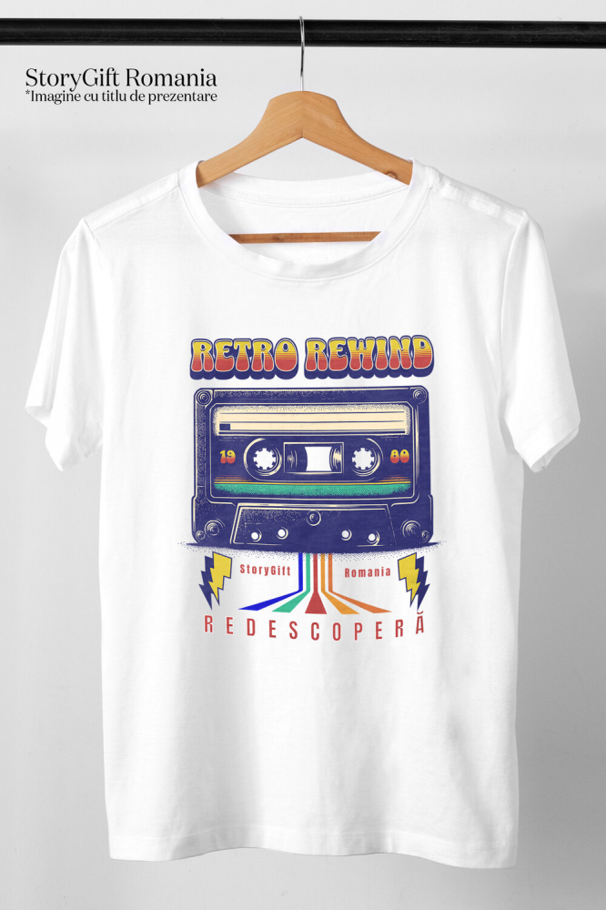 Tricou Femei, Barbati, Copii, Fata, Baiat, Unisex Personalizat Casetă Audio Colorată 1980 - Retro Rewind Disco Vintaj Cadou Personalizat [3]