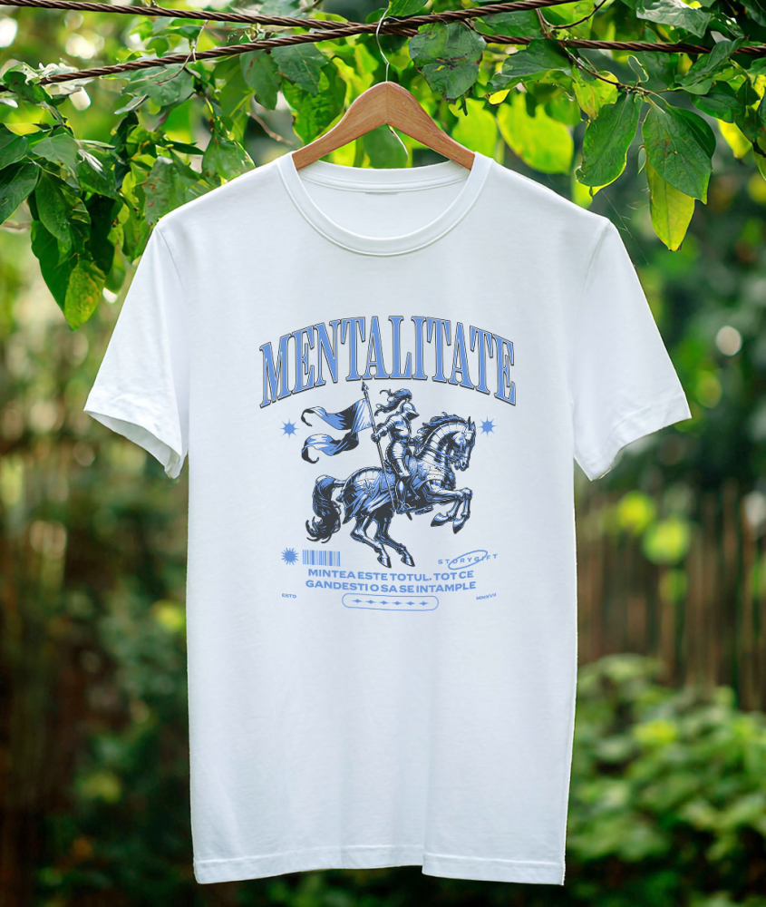 Tricou Femei, Barbati, Copii, Fata, Baiat, Unisex Personalizat Cavaler cu steag și armăsar – Portret personalizat cu mentalitate motivantă [3]