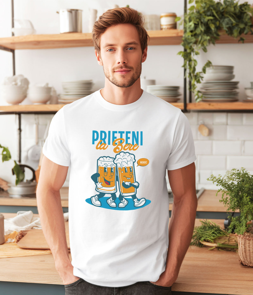 Tricou Femei, Barbati, Copii, Fata, Baiat, Unisex Personalizat „Set Două Pahare De Bere Personalizate „Prieteni la Bere, Distracție” – Cadou Amuzant pentru Petreceri” [2]