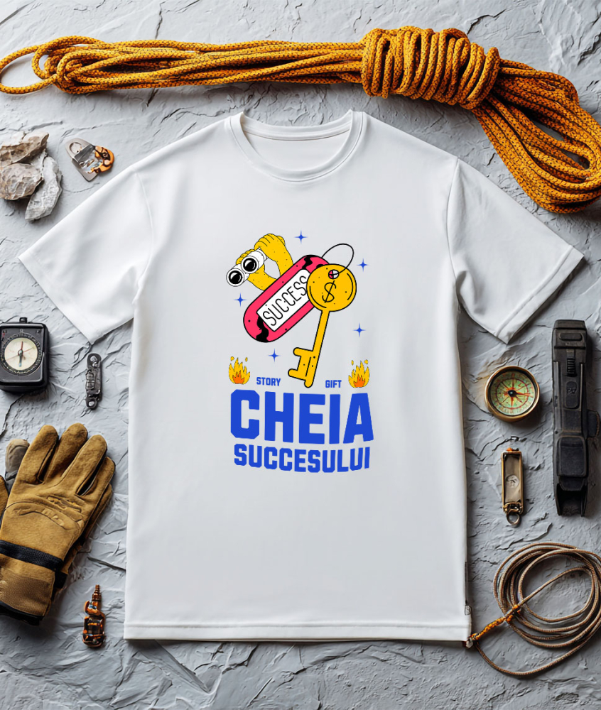 Tricou Femei, Barbati, Copii, Fata, Baiat, Unisex Personalizat Cheia Succesului – Cheie De Aur, Flăcări De Foc, Muncă Greu [3]