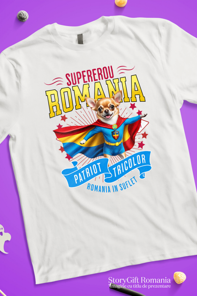 Tricou Femei, Barbati, Copii, Fata, Baiat, Unisex Personalizat Chihuahua în Costum de Căpitan România – Cadou Personalizat pentru Iubitorii de Câini [3]