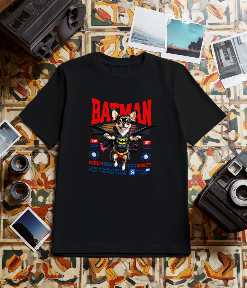 Tricou Femei, Barbati, Copii, Fata, Baiat, Unisex Personalizat Chihuahua În Costum de Batman – Câine Supererou pentru Copii și Iubitorii de Animale [3]
