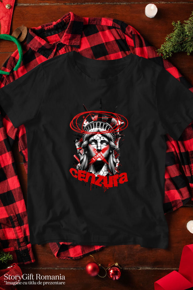 Tricou Femei, Barbati, Copii, Fata, Baiat, Unisex Personalizat Chip Statuia Libertății – Cadou Personalizat Cenzura New York Arta Modernă [3]