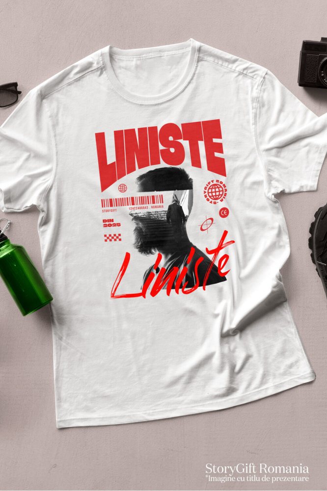 Tricou Femei, Barbati, Copii, Fata, Baiat, Unisex Personalizat Chip Uman Bărbat cu Barbă și Scări - „Liniste” - Cadou Motivational și Personalizat [3]