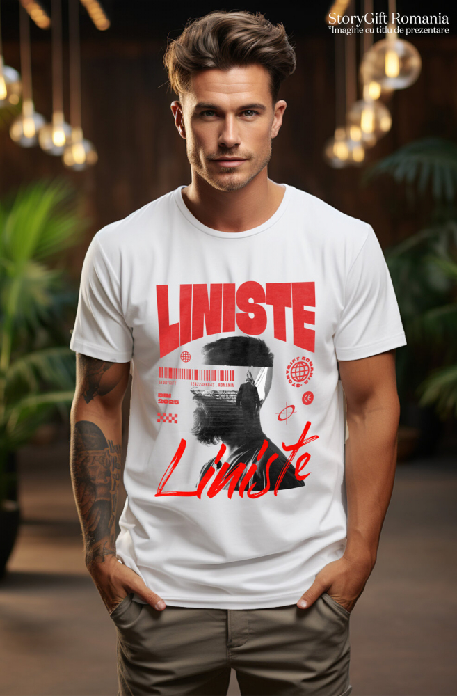 Tricou Femei, Barbati, Copii, Fata, Baiat, Unisex Personalizat Chip Uman Bărbat cu Barbă și Scări - „Liniste” - Cadou Motivational și Personalizat [2]