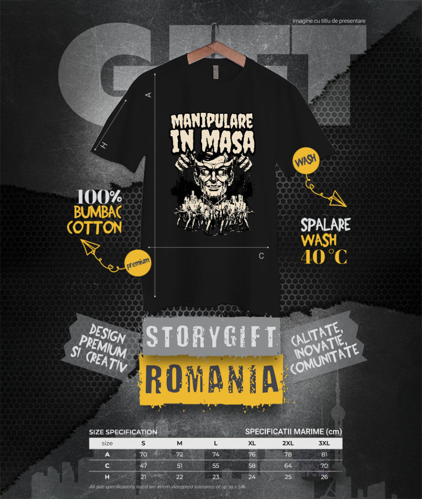 Tricou Femei, Barbati, Copii, Fata, Baiat, Unisex Personalizat "Manipulare în Masă - Chip Uman Manipulat Marionete, Produse Personalizate pentru Familie și Educație" [4]