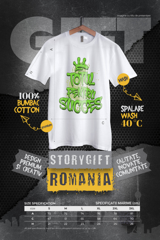 Tricou Femei, Barbati, Copii, Fata, Baiat, Unisex Personalizat Totul pentru Succes – Citat Motivational cu Simbol Dolar și Coroană [4]