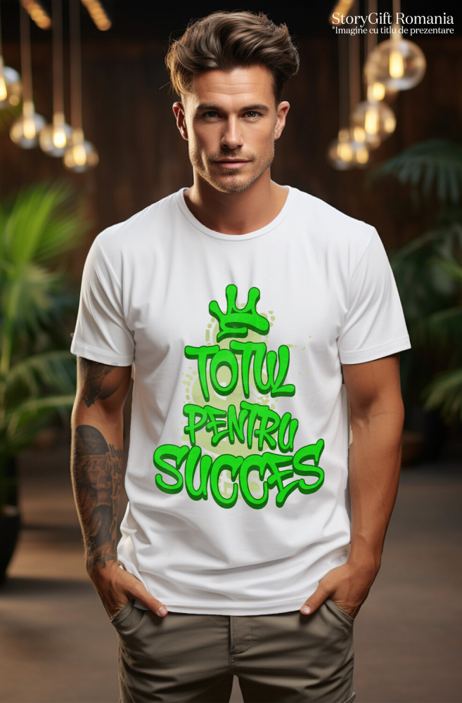 Tricou Femei, Barbati, Copii, Fata, Baiat, Unisex Personalizat Totul pentru Succes – Citat Motivational cu Simbol Dolar și Coroană [2]