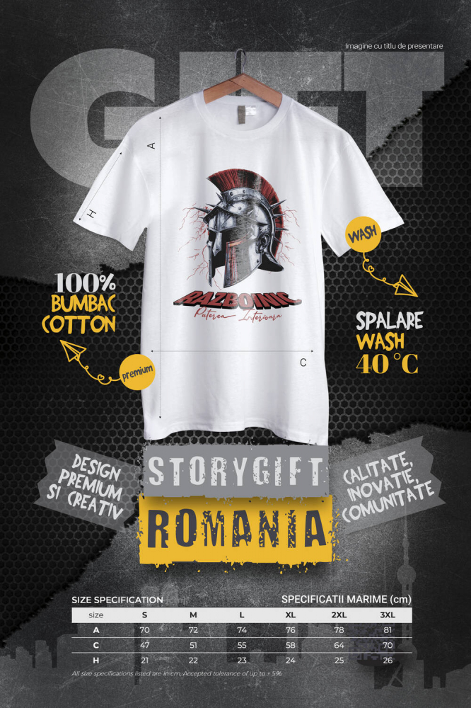 Tricou Femei, Barbati, Copii, Fata, Baiat, Unisex Personalizat Coif de războinic – Puterea Interioară și Mentalitatea de Luptător [4]