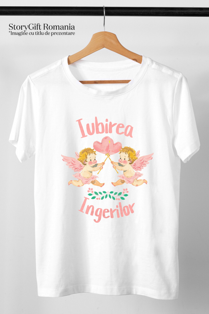 Tricou Femei, Barbati, Copii, Fata, Baiat, Unisex Personalizat Statuie Copii Cu Aripi Zburători – Cadou Personalizat Iubirea Îngerilor [3]