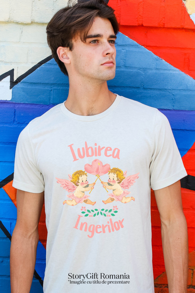 Tricou Femei, Barbati, Copii, Fata, Baiat, Unisex Personalizat Statuie Copii Cu Aripi Zburători – Cadou Personalizat Iubirea Îngerilor [2]