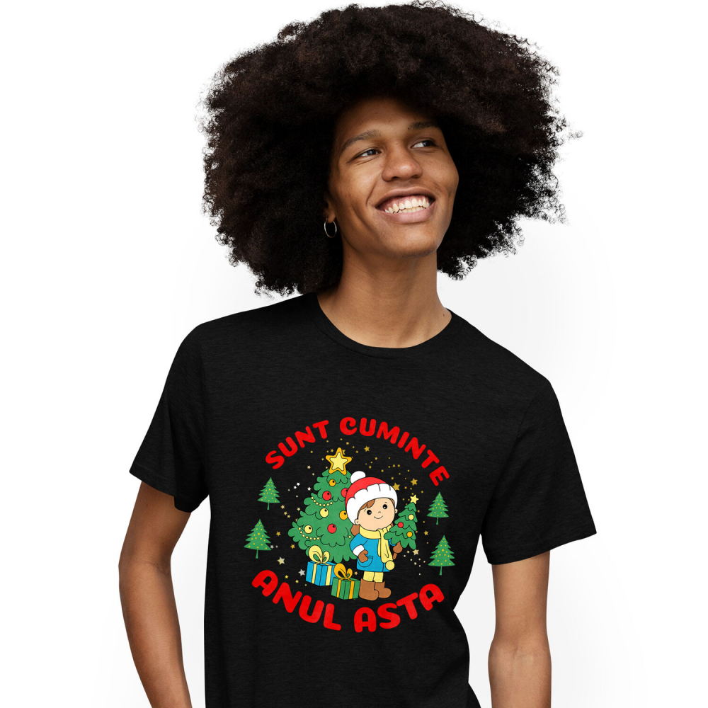 Tricou Femei, Barbati, Copii, Fata, Baiat, Unisex Personalizat Tricou Personalizat Crăciun Copii – „Sunt Cuminte Anul Ăsta” | Cadou Perfect [1]