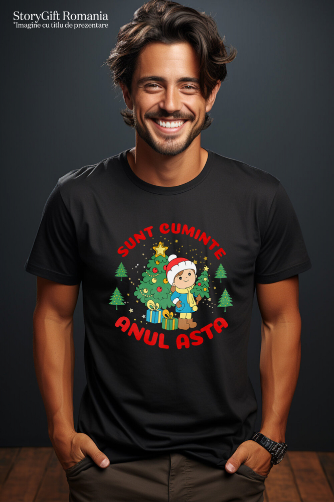 Tricou Femei, Barbati, Copii, Fata, Baiat, Unisex Personalizat Tricou Personalizat Crăciun Copii – „Sunt Cuminte Anul Ăsta” | Cadou Perfect [2]