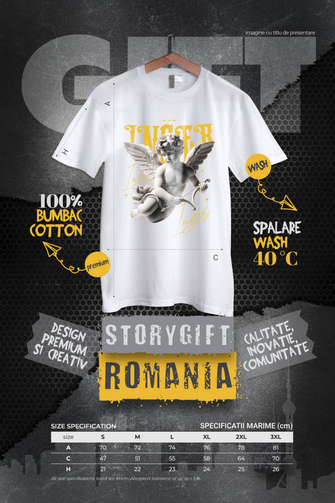 Tricou Femei, Barbati, Copii, Fata, Baiat, Unisex Personalizat Statuie Înger Cu Aripi - Cadou Personalizat Pentru Familie și Copii | Mesaj Motivațional [4]