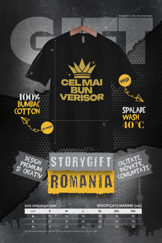 Tricou Femei, Barbati, Copii, Fata, Baiat, Unisex Personalizat „Coroană Regală Personalizată - Cel Mai Bun Verisor Cadou Haioasă Familie” [4]