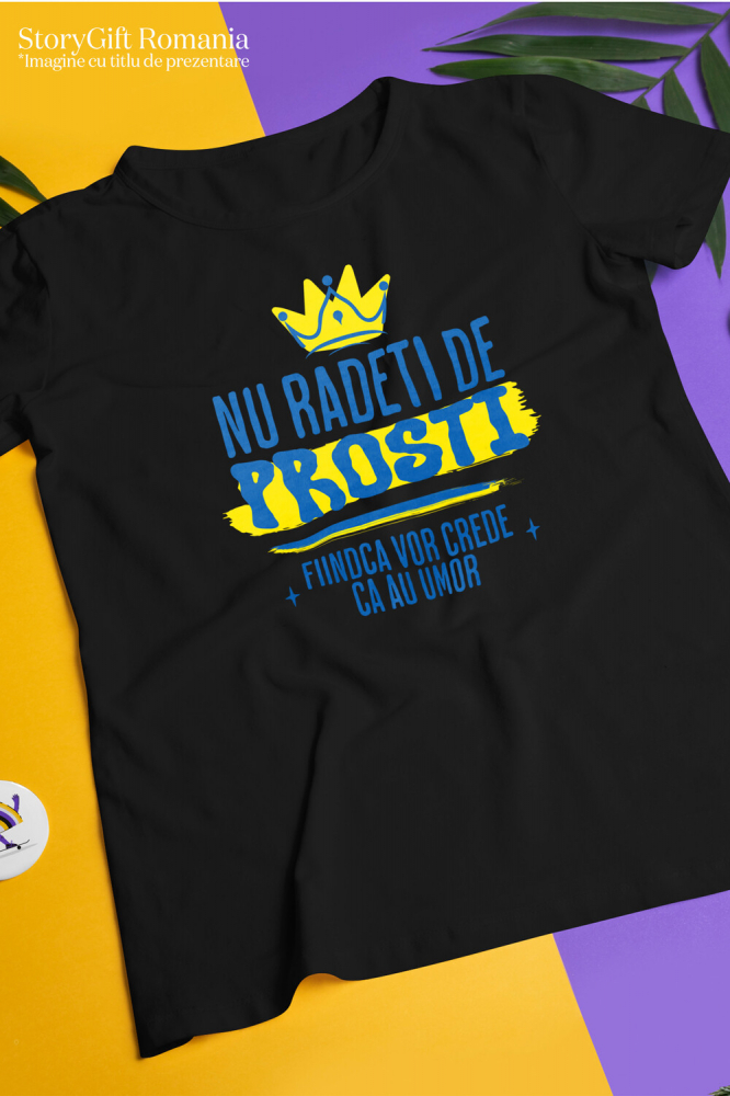 Tricou Femei, Barbati, Copii, Fata, Baiat, Unisex Personalizat Coroana Regală Galbenă cu Mesaj Haios – Cadouri Personalizate pentru Familie și Prieteni [3]