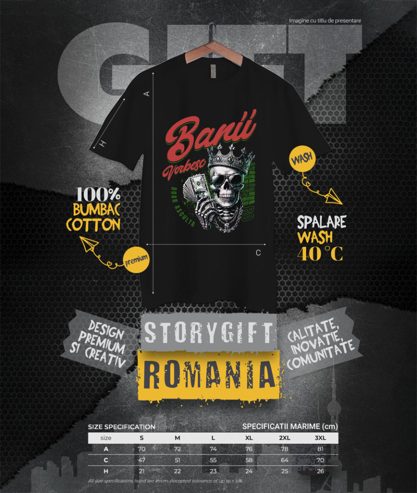 Tricou Femei, Barbati, Copii, Fata, Baiat, Unisex Personalizat Craniu cu Coroană și Dolari – Design Badass Personalizat pentru Cadouri [4]