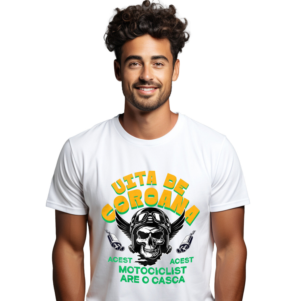 Tricou Femei, Barbati, Copii, Fata, Baiat, Unisex Personalizat Tricouri Personalizate Moto - Craniu cu Aripi, Rege pe Șosea [1]