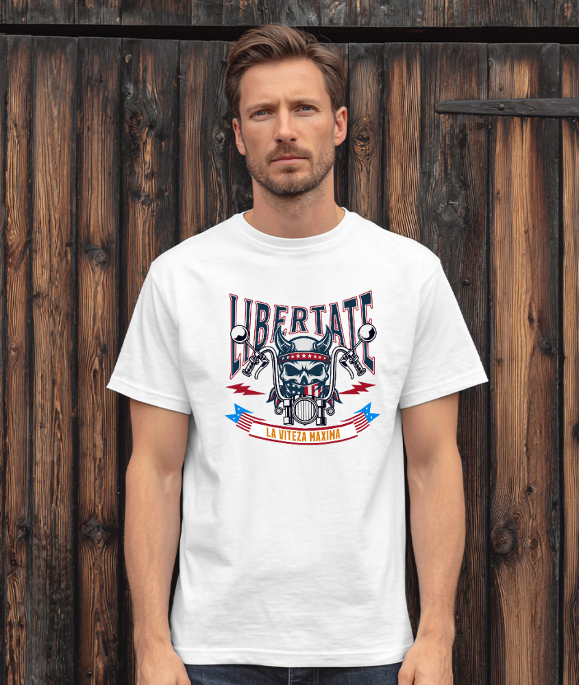 Tricou Femei, Barbati, Copii, Fata, Baiat, Unisex Personalizat Tricouri Personalizate Moto - Craniu Biker Cu Coarne & Stil Rebel [2]