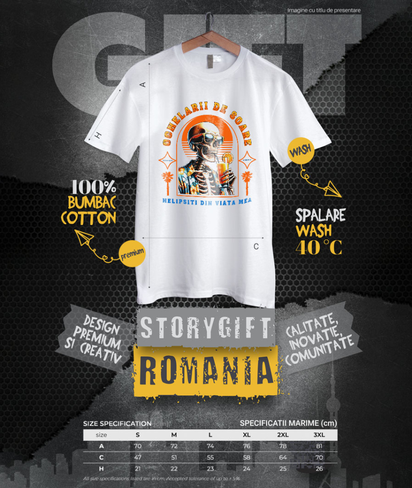 Tricou Femei, Barbati, Copii, Fata, Baiat, Unisex Personalizat "Produse personalizate pentru vacanță – Craniu uman cu ochelari de soare și cămașă florală pe plajă cu cocktail" [4]