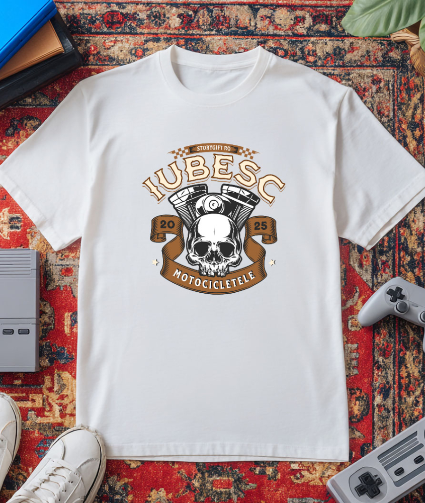 Tricou Femei, Barbati, Copii, Fata, Baiat, Unisex Personalizat Craniu Motociclist – Design Rebel pentru Iubitorii de Călătorii și Moto [3]