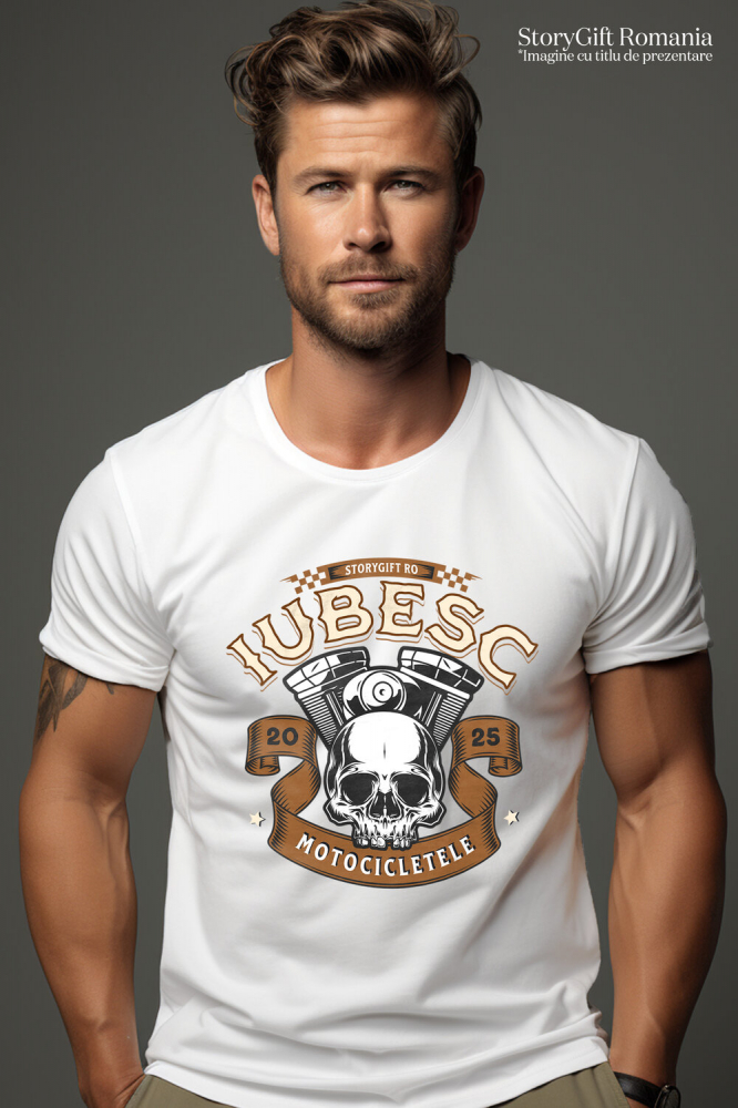 Tricou Femei, Barbati, Copii, Fata, Baiat, Unisex Personalizat Craniu Motociclist – Design Rebel pentru Iubitorii de Călătorii și Moto [2]