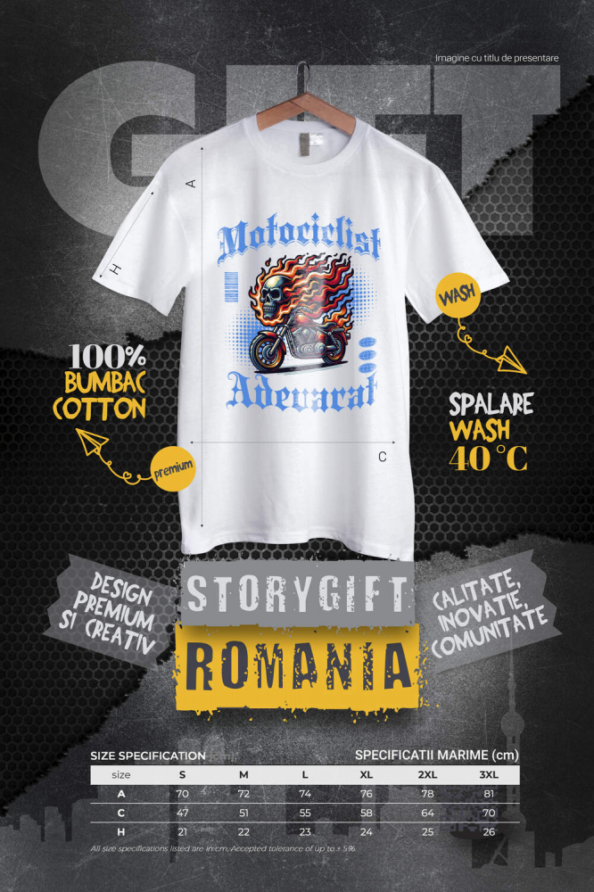 Tricou Femei, Barbati, Copii, Fata, Baiat, Unisex Personalizat Craniu Uman și Motor Vintage în Flăcări – Pasiunea unui Motociclist [4]