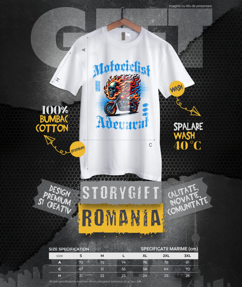 Tricou Femei, Barbati, Copii, Fata, Baiat, Unisex Personalizat Craniu Uman și Motor Vintage în Flăcări – Pasiunea unui Motociclist [4]
