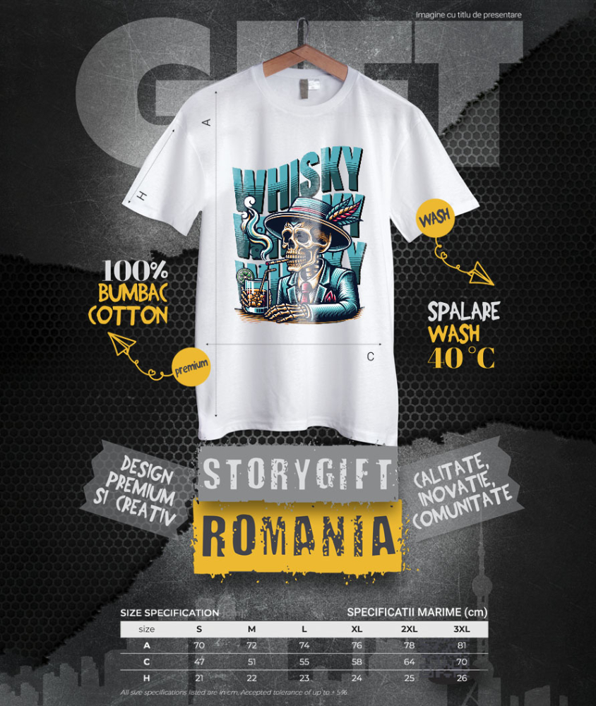 Tricou Femei, Barbati, Copii, Fata, Baiat, Unisex Personalizat „Craniu Mafiot Personalizat - Decor cu Schelete la Masă cu Palarie și Tigara” [4]
