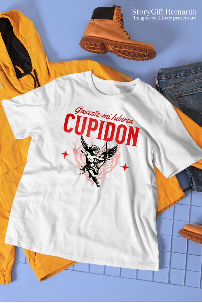Tricou Femei, Barbati, Copii, Fata, Baiat, Unisex Personalizat Cupidon Înger în Aer - Cadou Romantic de Valentine's Day pentru Iubire [3]