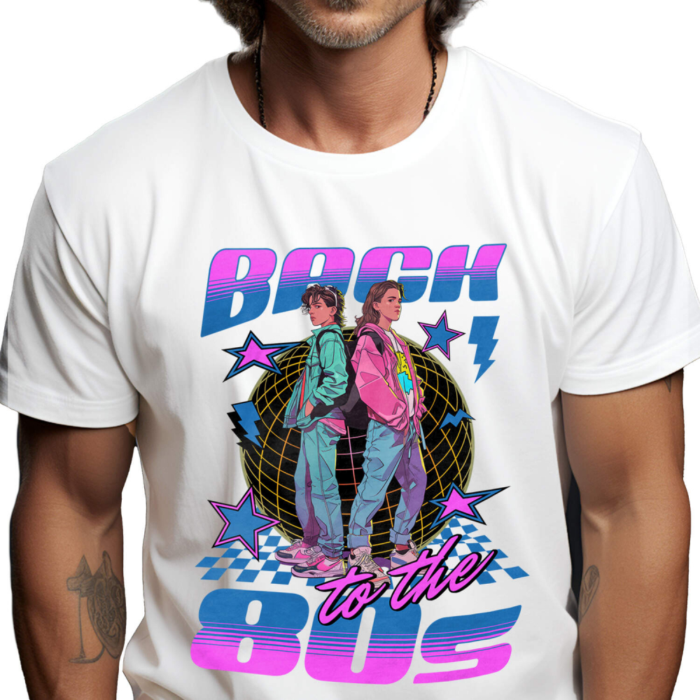 Tricou Femei, Barbati, Copii, Fata, Baiat, Unisex Personalizat Cuplu Adolescentă Stil Modern în Club – Back to the 80's Retro Vibe [1]