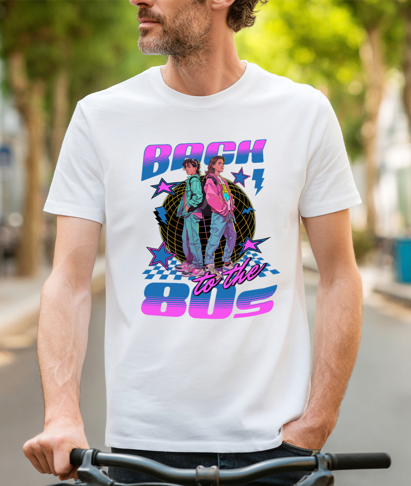 Tricou Femei, Barbati, Copii, Fata, Baiat, Unisex Personalizat Cuplu Adolescentă Stil Modern în Club – Back to the 80's Retro Vibe [2]