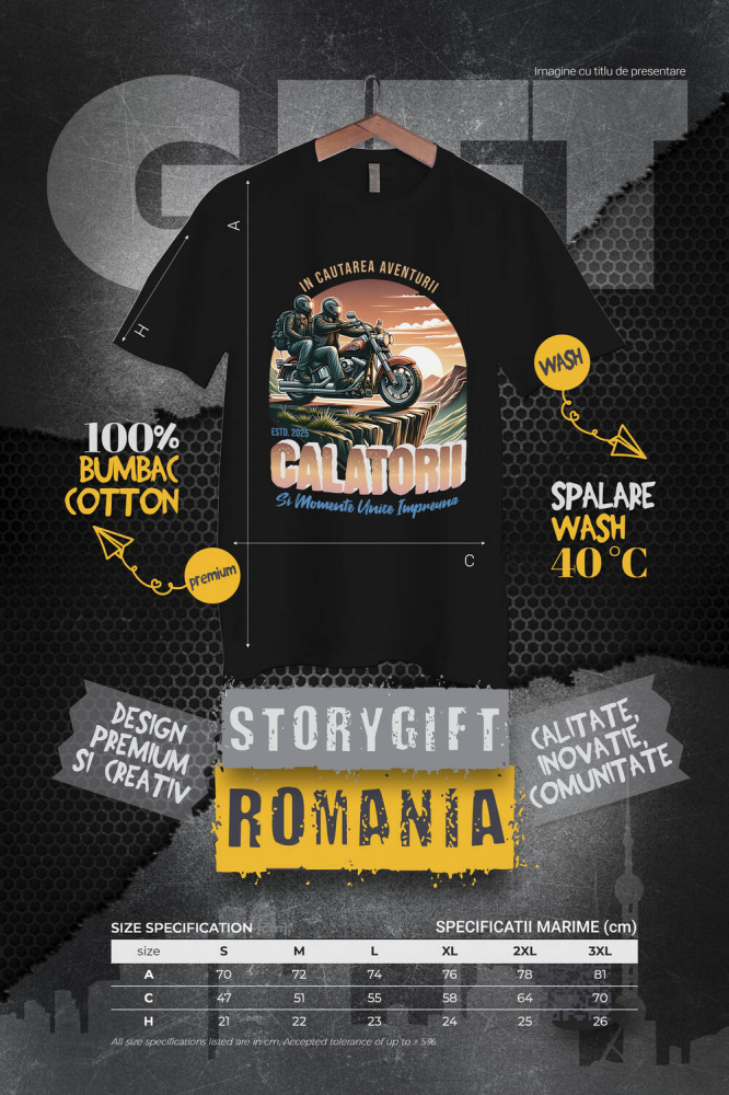 Tricou Femei, Barbati, Copii, Fata, Baiat, Unisex Personalizat Cuplu Pe Motocicletă – Călătorie Romantică cu View Montan [4]
