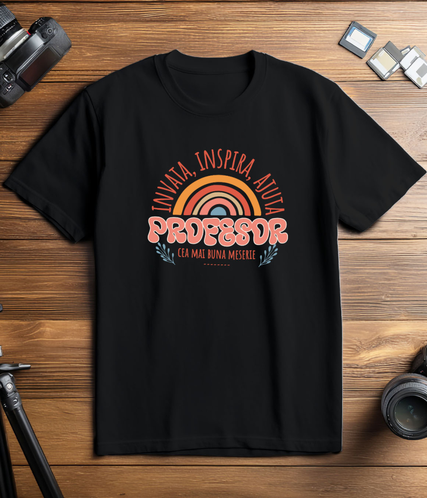 Tricou Femei, Barbati, Copii, Fata, Baiat, Unisex Personalizat Curcubeu Colorat – Educație, Meserie Profesor, Inspiră și Ajută Copiii [3]