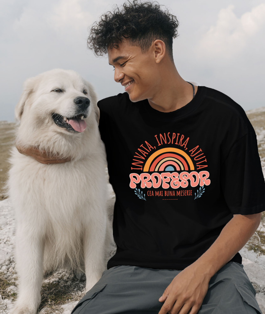 Tricou Femei, Barbati, Copii, Fata, Baiat, Unisex Personalizat Curcubeu Colorat – Educație, Meserie Profesor, Inspiră și Ajută Copiii [2]