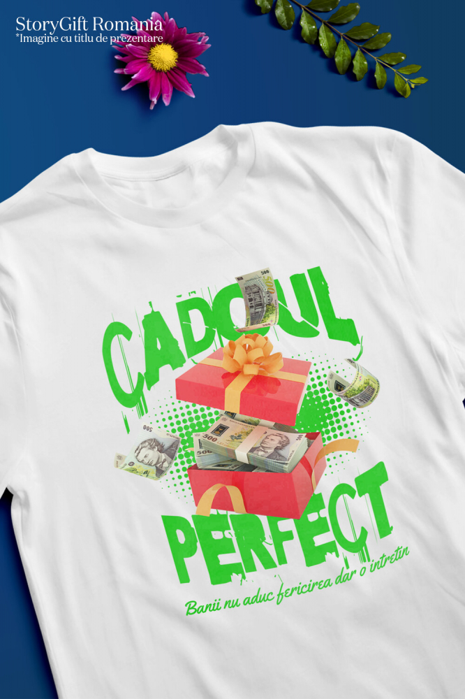 Tricou Femei, Barbati, Copii, Fata, Baiat, Unisex Personalizat Cutie Roșie cu Fundă Bani – Bancnote în Zbor – „Cadoul Perfect” – Cadou Personalizat pentru Familie, Tati, Copii, Prieteni [3]
