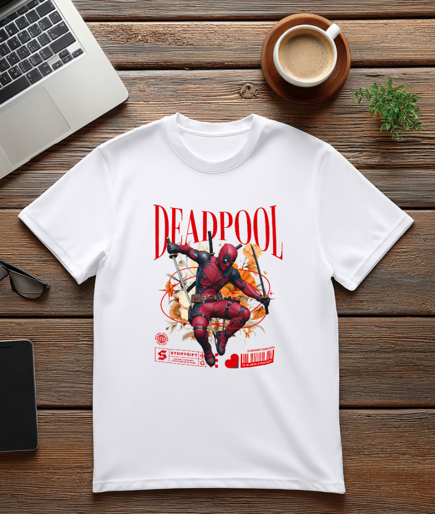 Tricou Barbati cu Deadpool: Flori Magice din Lumea Disney 100% Bumbac, Alb, M [3]
