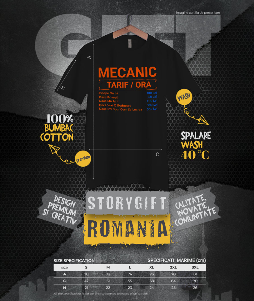 Tricou Femei, Barbati, Copii, Fata, Baiat, Unisex Personalizat Tarife Mecanic – Design Amuzant cu Glume Auto și Meserie [4]