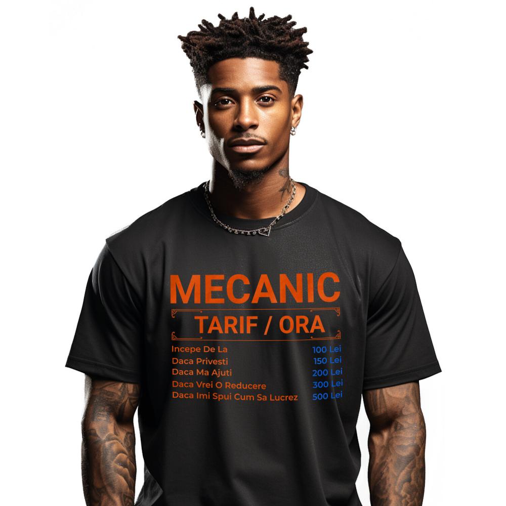 Tricou Femei, Barbati, Copii, Fata, Baiat, Unisex Personalizat Tarife Mecanic – Design Amuzant cu Glume Auto și Meserie [1]