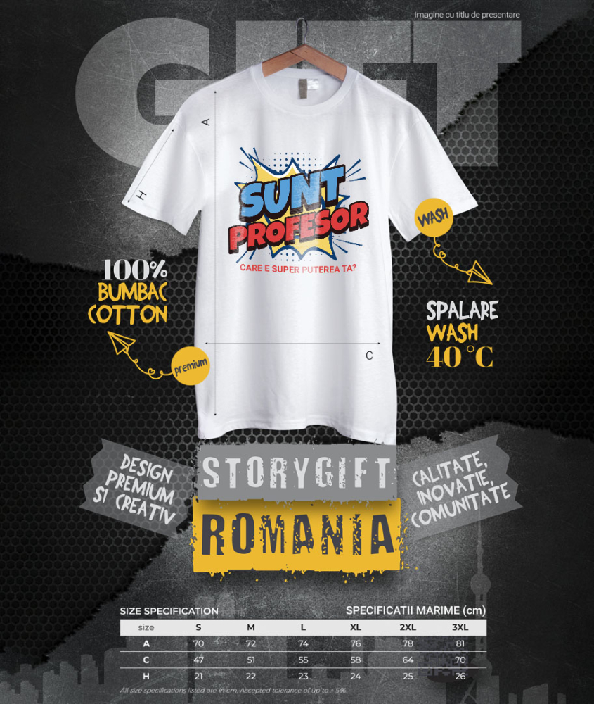 Tricou Femei, Barbati, Copii, Fata, Baiat, Unisex Personalizat Design Desene Animate – Super Profesor, Erou al Educației [4]