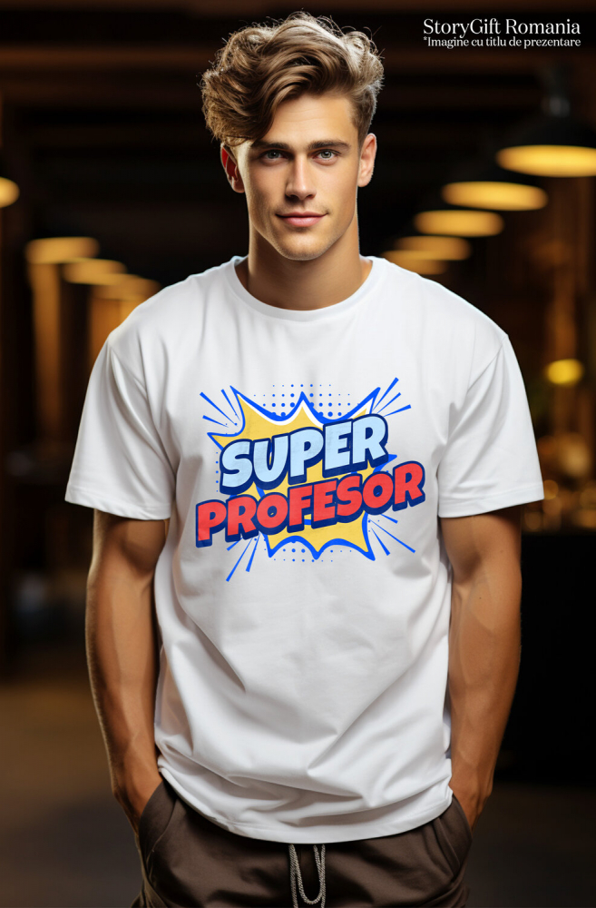 Tricou Femei, Barbati, Copii, Fata, Baiat, Unisex Personalizat Super Profesor – Design Desene Animate pentru Copii și Educație [2]