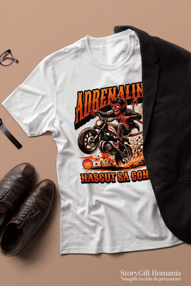 Tricou Femei, Barbati, Copii, Fata, Baiat, Unisex Personalizat Tricouri Personalizate Moto - Design Diavol Motociclist & Viteză Extremă [3]