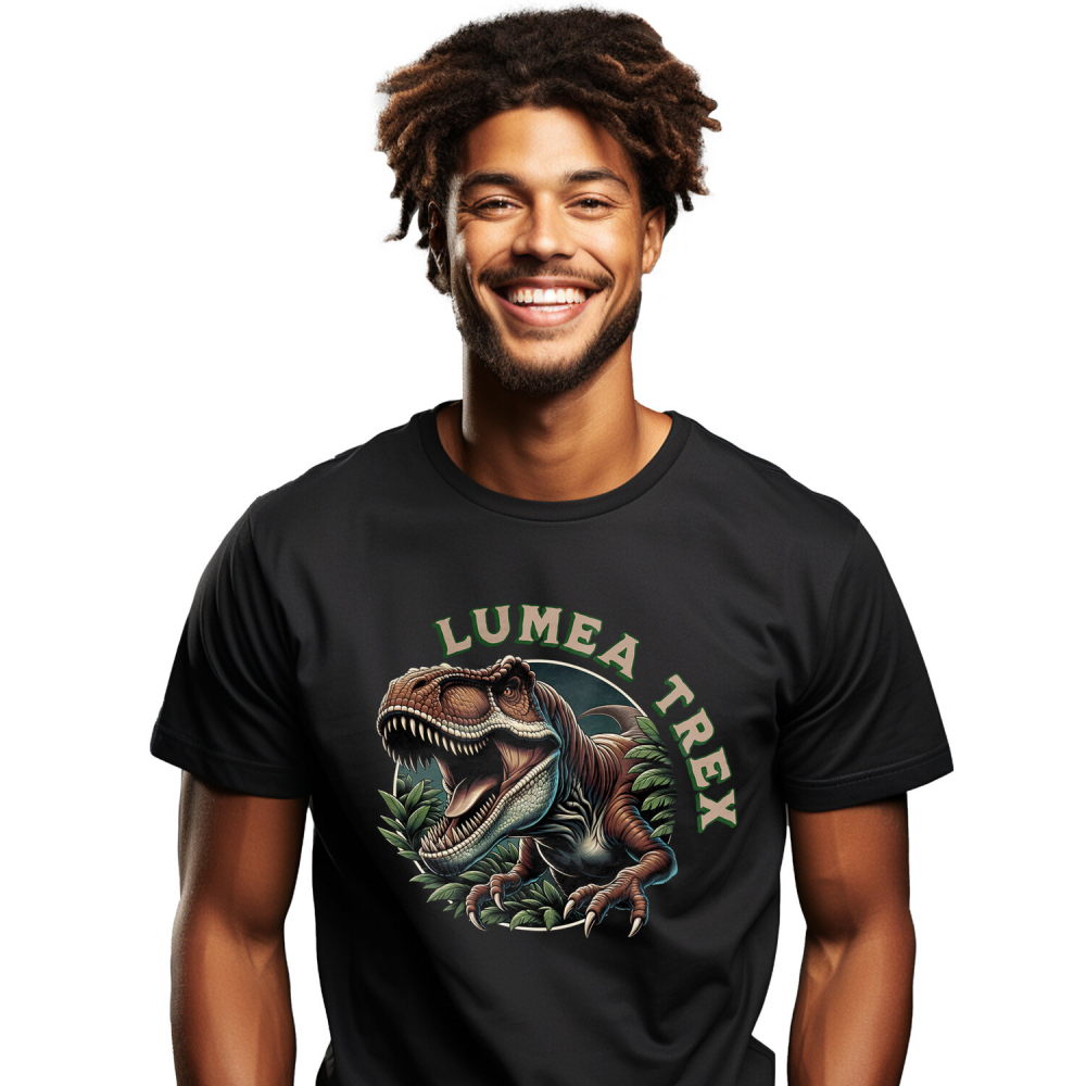Tricou Femei, Barbati, Copii, Fata, Baiat, Unisex Personalizat Costum Dinozaur T-Rex Furios cu Colți – Roșu, Perfect pentru Copii și Familie [1]