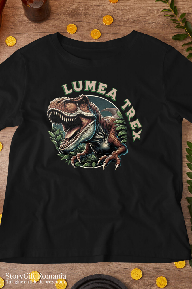 Tricou Femei, Barbati, Copii, Fata, Baiat, Unisex Personalizat Costum Dinozaur T-Rex Furios cu Colți – Roșu, Perfect pentru Copii și Familie [3]