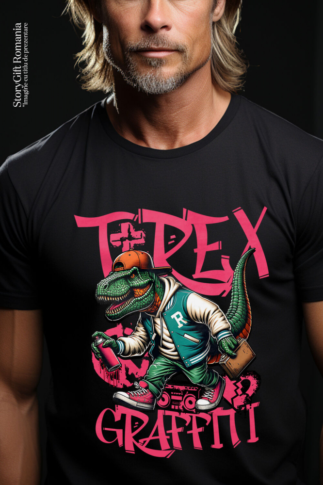 Tricou Femei, Barbati, Copii, Fata, Baiat, Unisex Personalizat T-Rex Gangster Graffiti - Îmbrăcăminte Stradală Urbană cu Artă Personalizată pentru Copii și Adulți [2]