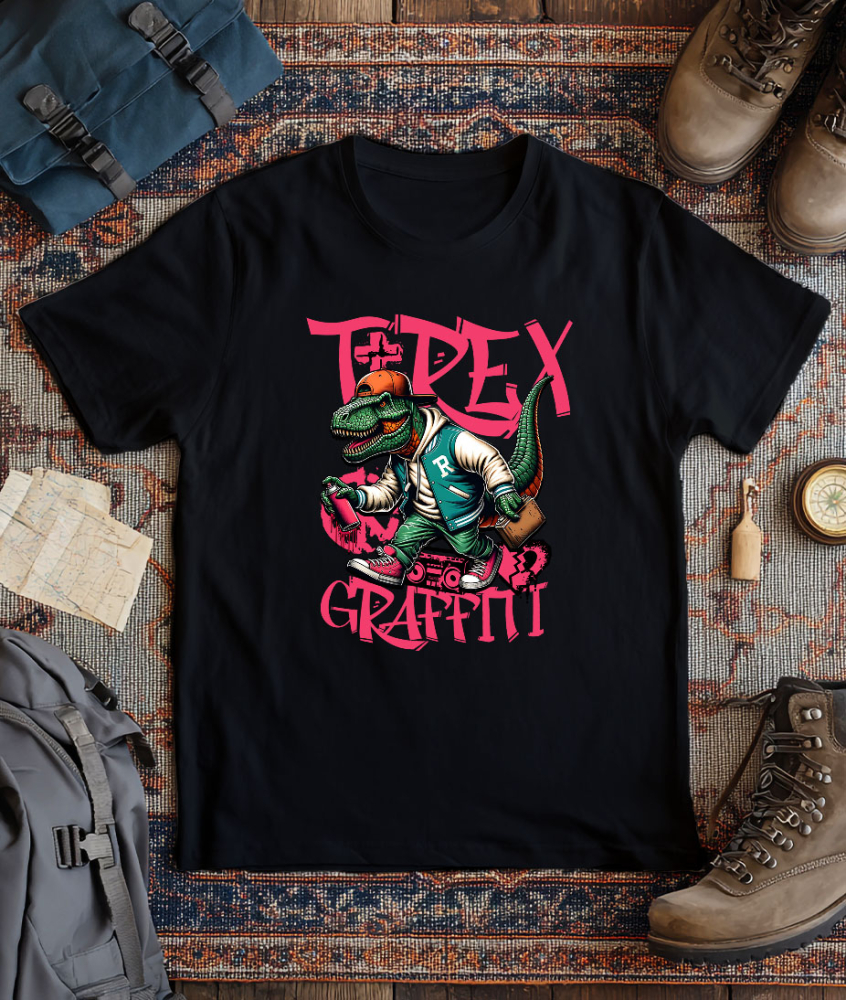 Tricou Femei, Barbati, Copii, Fata, Baiat, Unisex Personalizat T-Rex Gangster Graffiti - Îmbrăcăminte Stradală Urbană cu Artă Personalizată pentru Copii și Adulți [3]