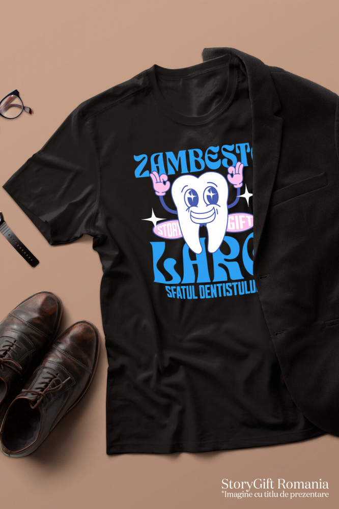 Tricou Femei, Barbati, Copii, Fata, Baiat, Unisex Personalizat Dinte Vesel – Zâmbet Larg, Dentist, Igienă Orală și Meserie Stomatologică [3]