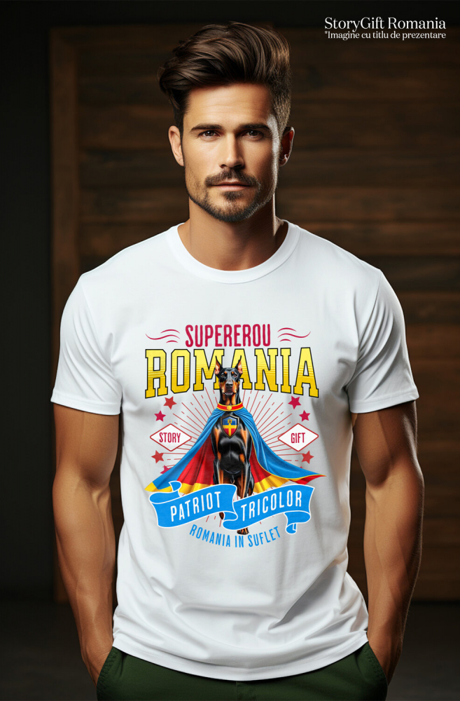 Tricou Femei, Barbati, Copii, Fata, Baiat, Unisex Personalizat Doberman Pinscher în Costum de Căpitan România – Cadou Personalizat pentru Iubitorii de Câini [2]