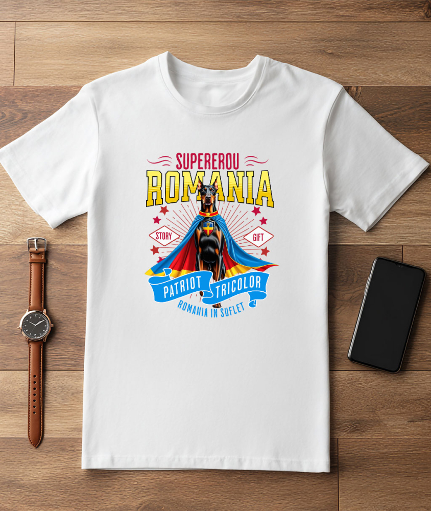 Tricou Femei, Barbati, Copii, Fata, Baiat, Unisex Personalizat Doberman Pinscher în Costum de Căpitan România – Cadou Personalizat pentru Iubitorii de Câini [3]