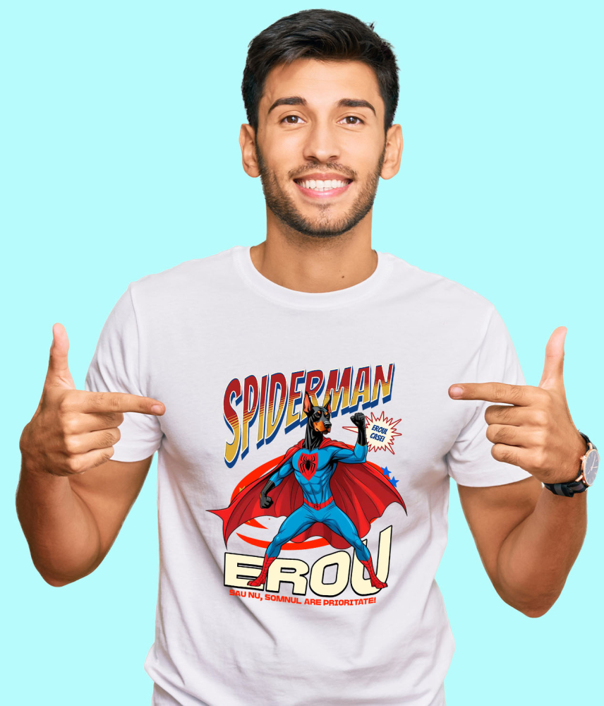 Tricou Femei, Barbati, Copii, Fata, Baiat, Unisex Personalizat Doberman Pinscher în Costum Spider-Man - Cadou Personalizat pentru Copii și Familie [2]